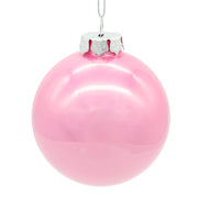 Kurt Adler 80MM Glass Pearlized Pink Ball Ornaments