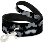 Dog Leash - Mustache Sketch Black/White