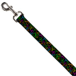 Dog Leash - Mushroom Outline Scattered Black/Multi Neon