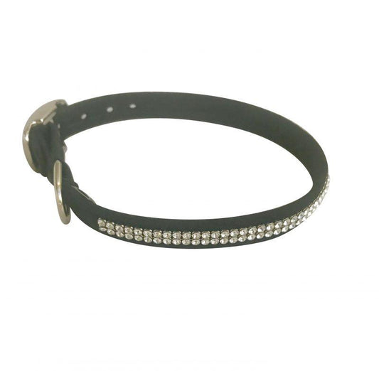 Glamour Girl Ultrasuede Collar w/ Swarovski Crystal, Black 