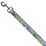 Dog Leash - Rainbow Cloud Stars Baby Blue