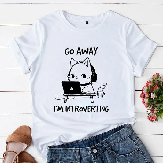 "Go Away I'm Introverting" Cat T-Shirt 