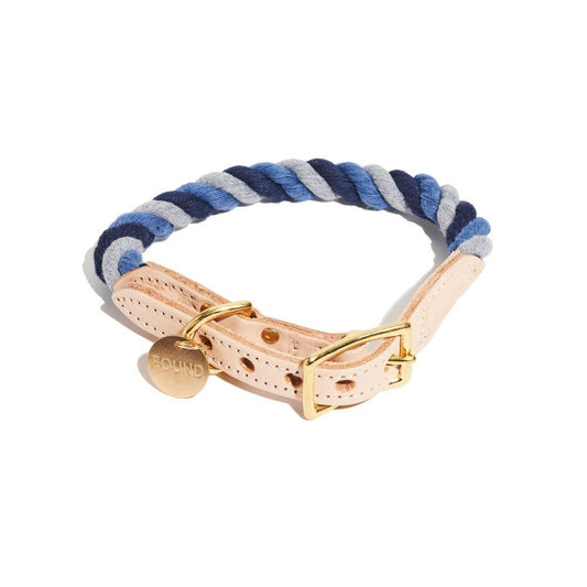 Dog Collars Premium Gray, Blue, Navy Up-Cycled Rope Cat & Dog Collar
