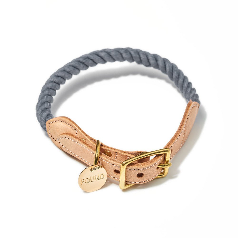 Dog Collars Premium Grey Up-Cycled Rope Cat & Dog Collar