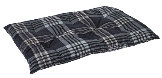 Bowsers Greystone Tartan Tufted Dog Crate Cushion - Washable Crate and Lounge Comfort
