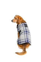 Gray and Blue Plaid Dog Blanket Coat