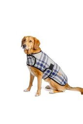 Gray and Blue Plaid Dog Blanket Coat