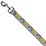 Dog Leash - Winnie the Pooh Eeyore Butterfly Pose Floral Collage Blue/Pinks/Yellows