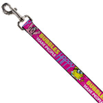 Dog Leash - Patrick Starfish Pose BUBBLES MAKE PEOPLE HAPPY Pink/Yellow/White/Blue