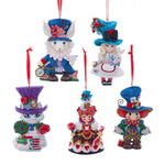 Kurt Adler Alice In Wonderland Wooden Character Ornaments 5-Piece Box Set