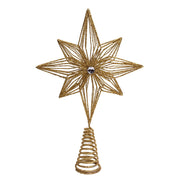Kurt Adler 12-Inch Unlit Gold Glittered 6-Point Star Tree Topper