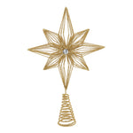Kurt Adler 12-Inch Unlit Gold Glittered 6-Point Star Tree Topper