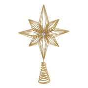 Kurt Adler 12-Inch Unlit Gold Glittered 6-Point Star Tree Topper