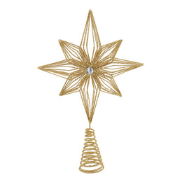 Kurt Adler 12-Inch Unlit Gold Glittered 6-Point Star Tree Topper