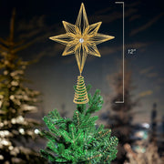 Kurt Adler 12-Inch Unlit Gold Glittered 6-Point Star Tree Topper