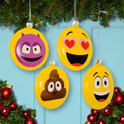Kurt Adler 86MM Emoticon Disc Ornaments, 4-Piece Box Set