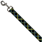 Dog Leash - Plaid Black/Yellow/Turquoise/Gray