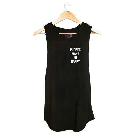 Puppies Make Me Happy Sleeveless Top | Gift for Dog Lovers
