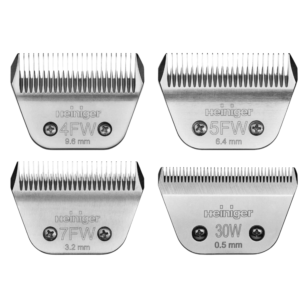 10 Wide Snap-on Combs with 4 Wide Blades in Carry Case by Heiniger
