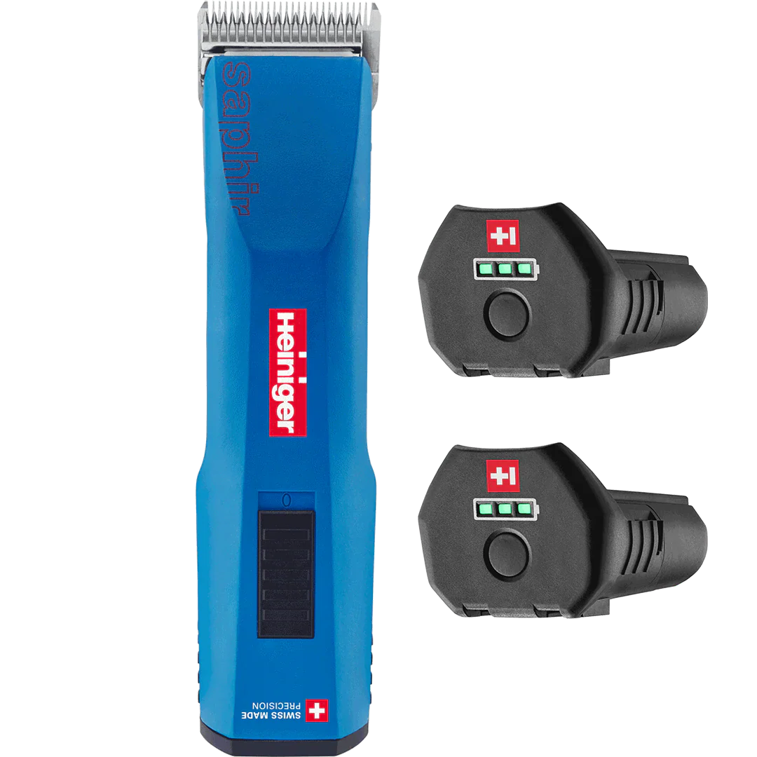 Blue Saphir Cordless Clipper Two Batteries with 2 Free Drives by Heiniger