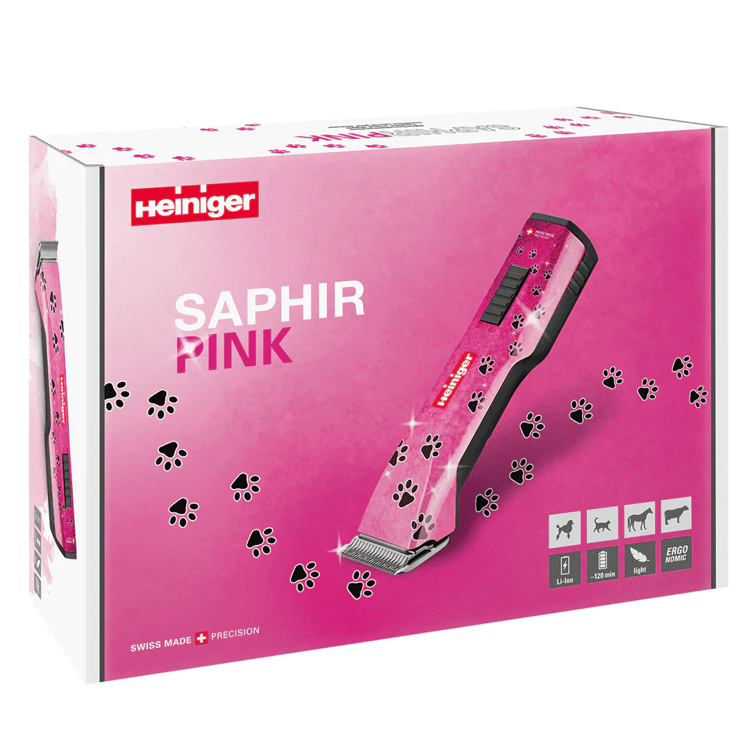 Pink Paws Saphir Cordless Clipper Two Batteries with 2 Free Drives by Heiniger