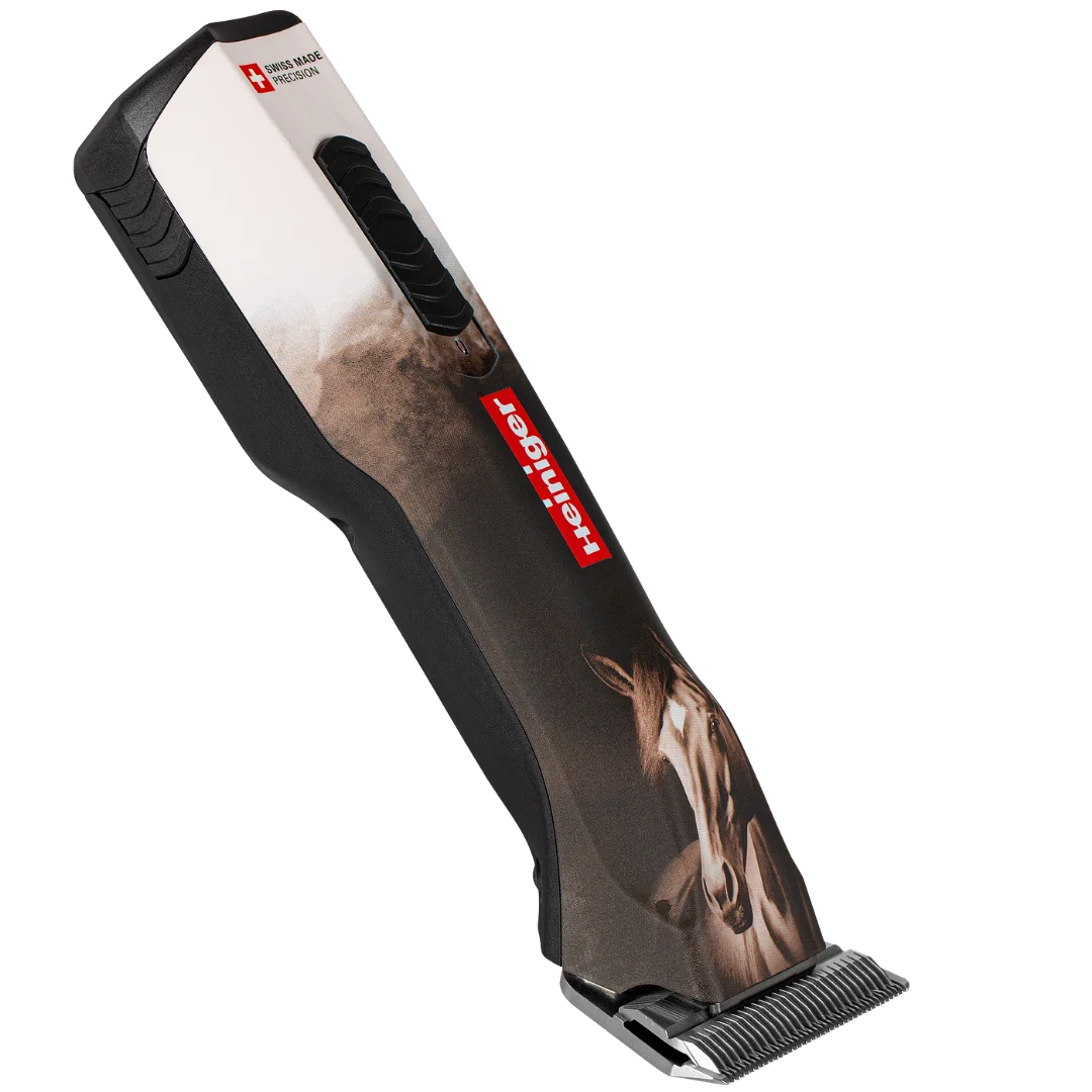 Opal Horse Design Cordless Clipper with Two Batteries with Free Grip by Heiniger