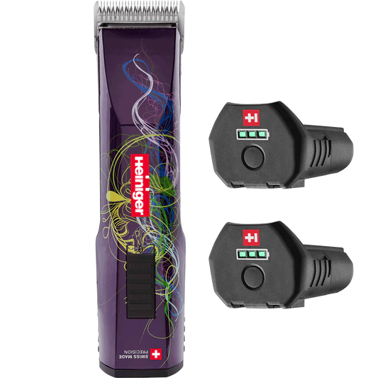 Purple Saphir Cordless Clipper Two Batteries with 2 Free Drives by Heiniger
