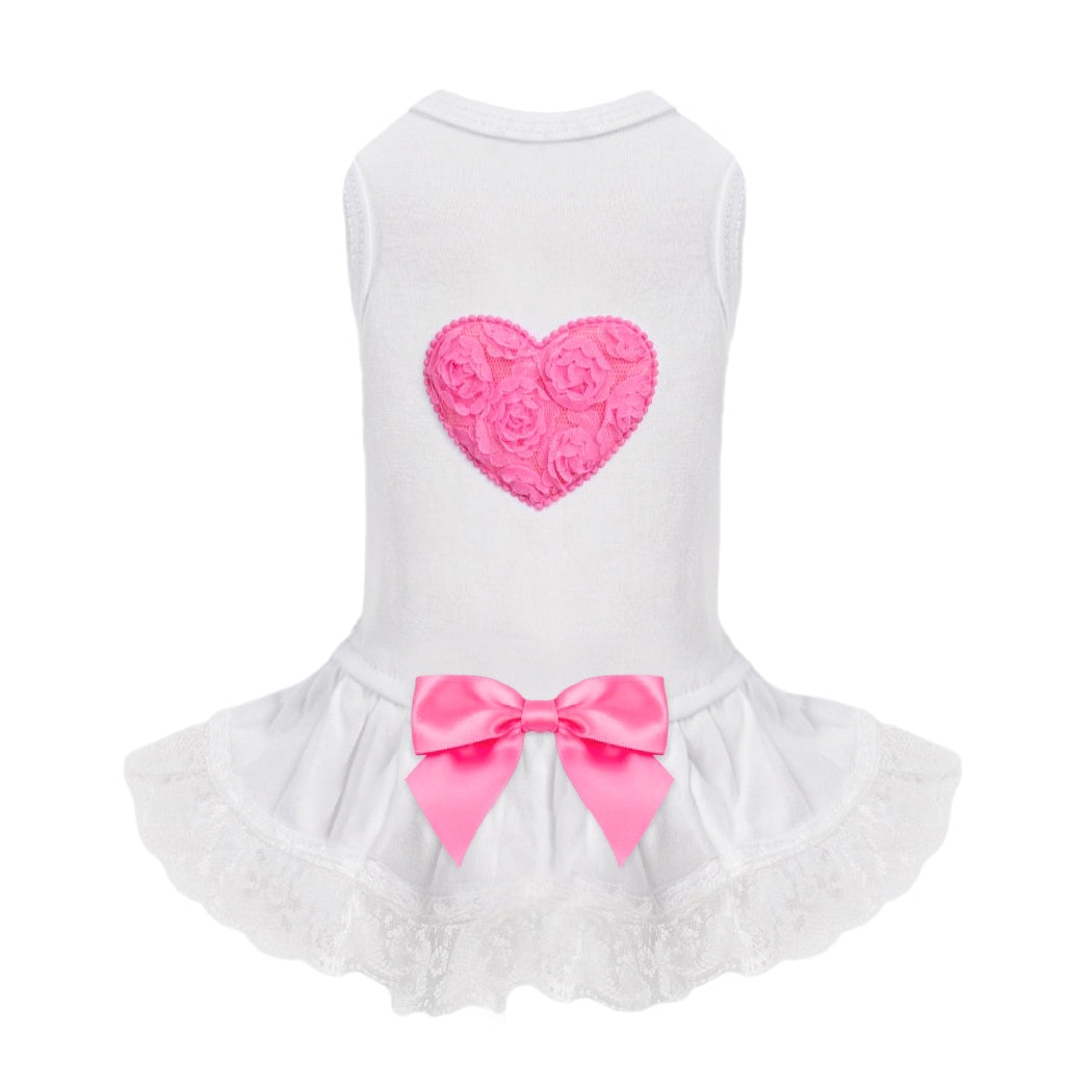 Lacey Puff Heart Dog Satin Cotton Handmade Dress - Designer Dog Clothes from Southlake Paws