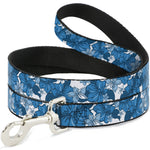 Dog Leash - Hibiscus Collage White/Blues