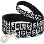 Dog Leash - Skull & Cross Bones Blocks Black/White White/Black