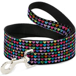 Dog Leash - Mini Hearts Black/Multi Color