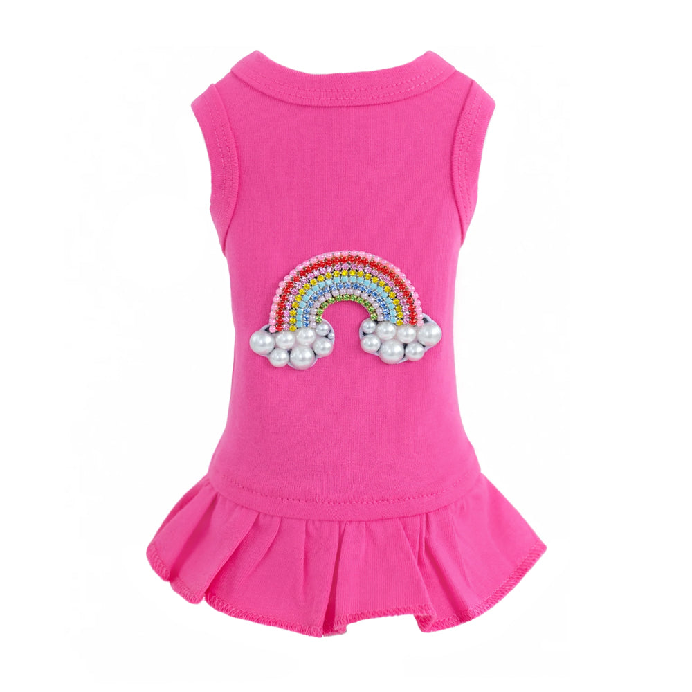 Rainbow Dog Cotton Crystal Dress - Designer Dog Clothes from Southlake Paws