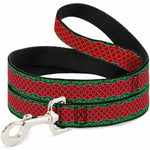Dog Leash - Holiday Trim Stripe Green/Red