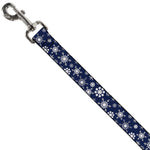 Dog Leash - Snowflakes Blue/White