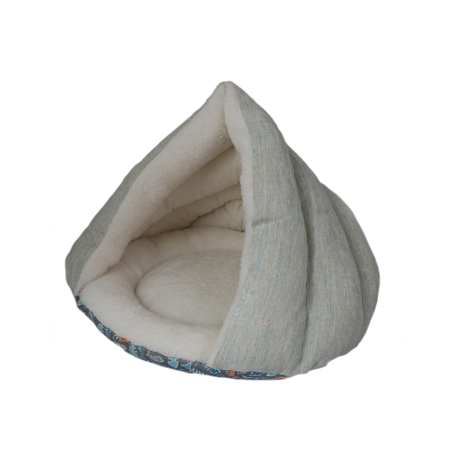 Kitty Kasa Hut Cat Bed Heathered Teal Grey