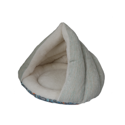 Kitty Kasa Hut Cat Bed Heathered Teal Grey