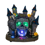 Kurt Adler 6.4-Inch Battery Operated Multicolor LED Lighted Skull Castle Table Piece