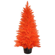 Kurt Adler 4.5-Foot Battery-Operated Pre-Lit Halloween Orange Potted Tree With Orange LED Lights