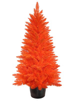 Kurt Adler 4.5-Foot Battery-Operated Pre-Lit Halloween Orange Potted Tree With Orange LED Lights