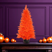 Kurt Adler 4.5-Foot Battery-Operated Pre-Lit Halloween Orange Potted Tree With Orange LED Lights