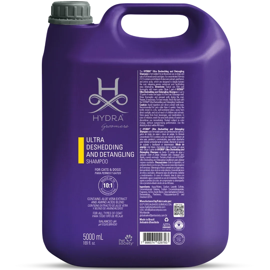 Pet Ultra Deshedding and Detangling Shampoo 1.3 Gallon by Hydra