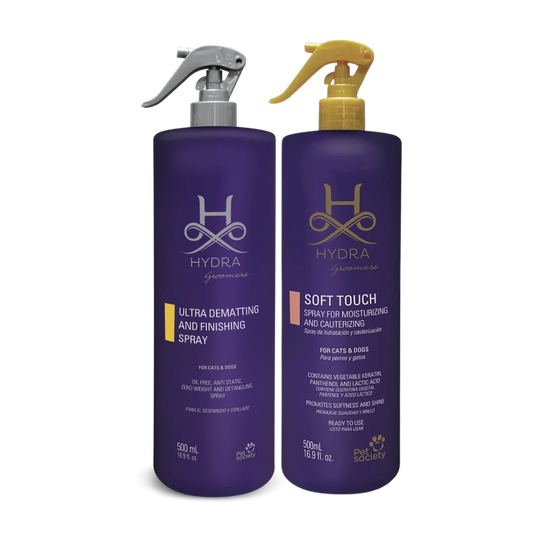 Pet Ultra Detangle & Dematting Finishing Spray and Soft Touch Moisturizing Spray 16.9oz Set by Hydra