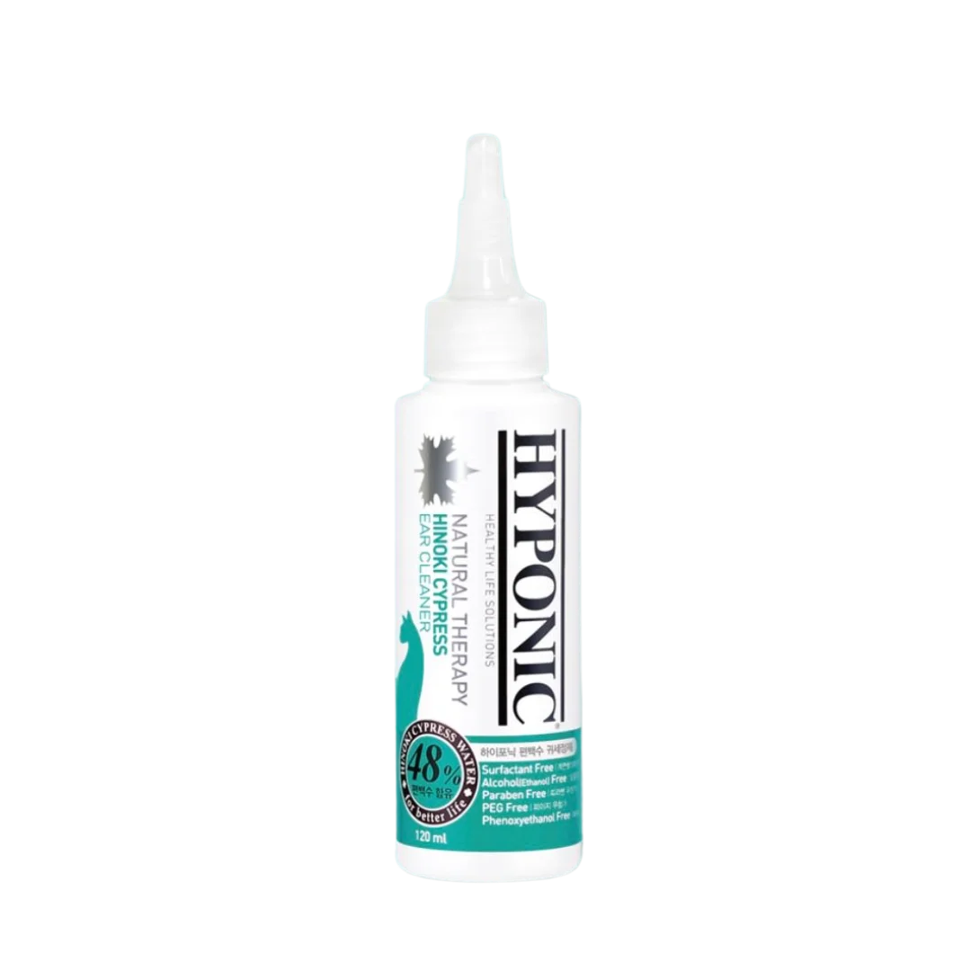 No Sting Hinoki Cypress Ear Cleaner for all cats 120ml by Hyponic professional dog grooming tool Southlake Paws