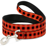 Dog Leash - Buffalo Plaid Black/Orange