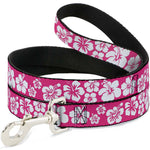 Dog Leash - Hibiscus Neon Pink/White