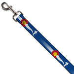 Dog Leash - Colorado Skier2 Blue/White/Red/Yellow