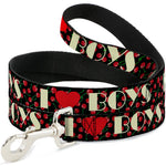 Dog Leash - I Heart BOYS Black/Cherries