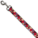 Dog Leash - Geometric9 Black/Red/Turquoise/Ivory