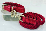 Dog Collar & Leash - Red/Yellow Gold- Plaited