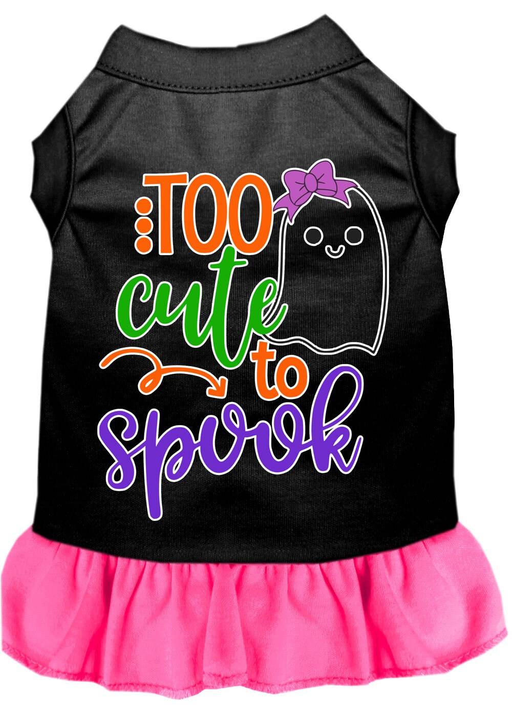 Halloween Pet Dog & Cat Dress, "Too Cute To Spook - Girly Ghost"